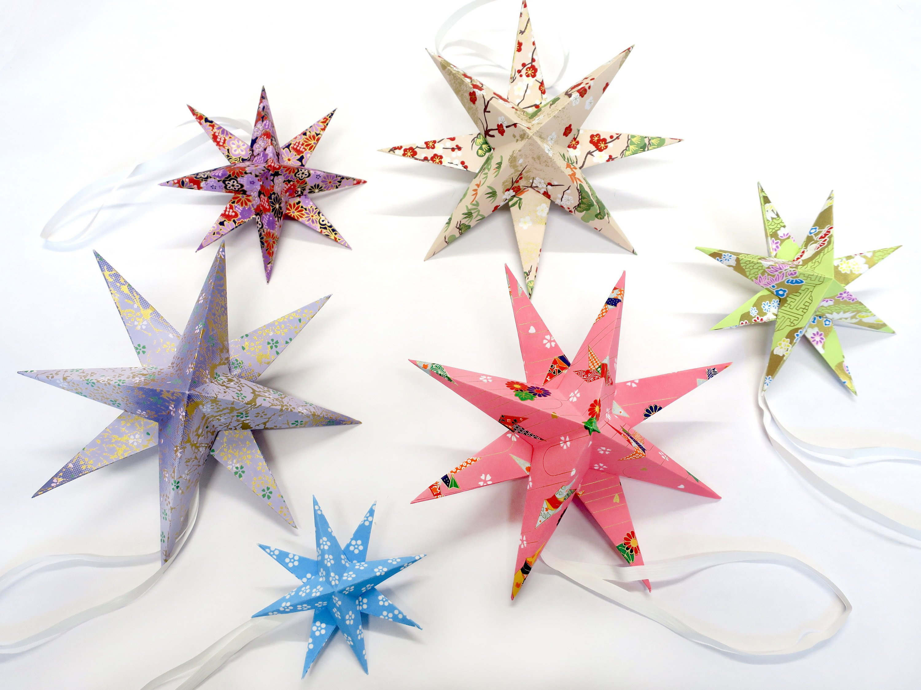 Origami Star Decorations 6 Handmade Origami Stars Hanging Decoration Homemade Gift Idea Home Decoration 3d Origami Japanese Crane Floral Nursery Mobile
