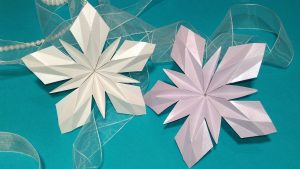Origami Star Decorations Paper Snowflake In Origami Style Origami Star Ideas For Christmas Decorations