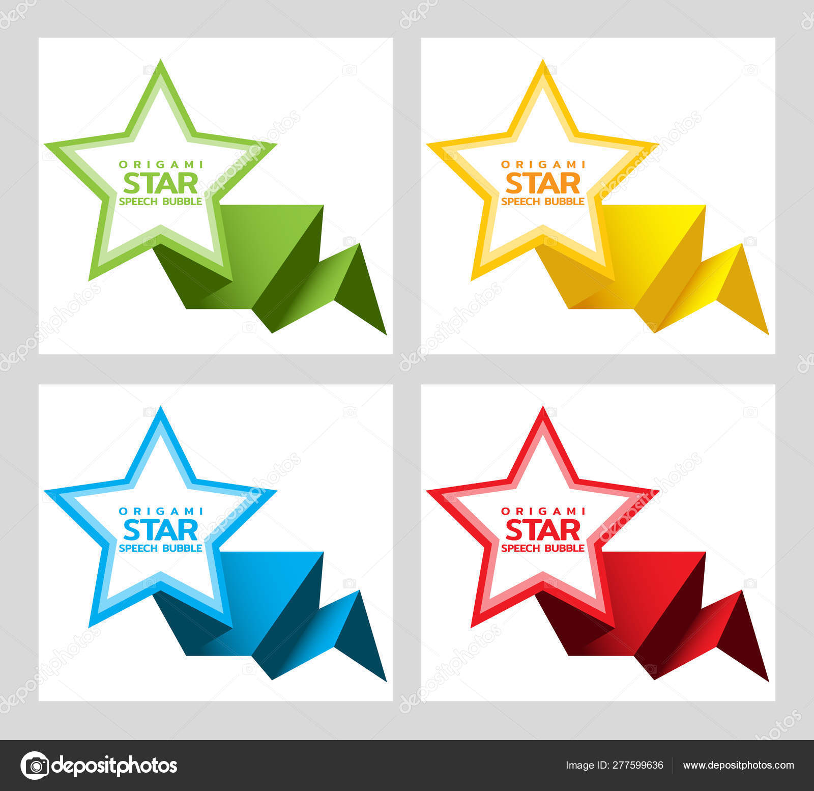 Origami Star How To Set Of Origami Star Speech Bubble Isolated On White For Design Of