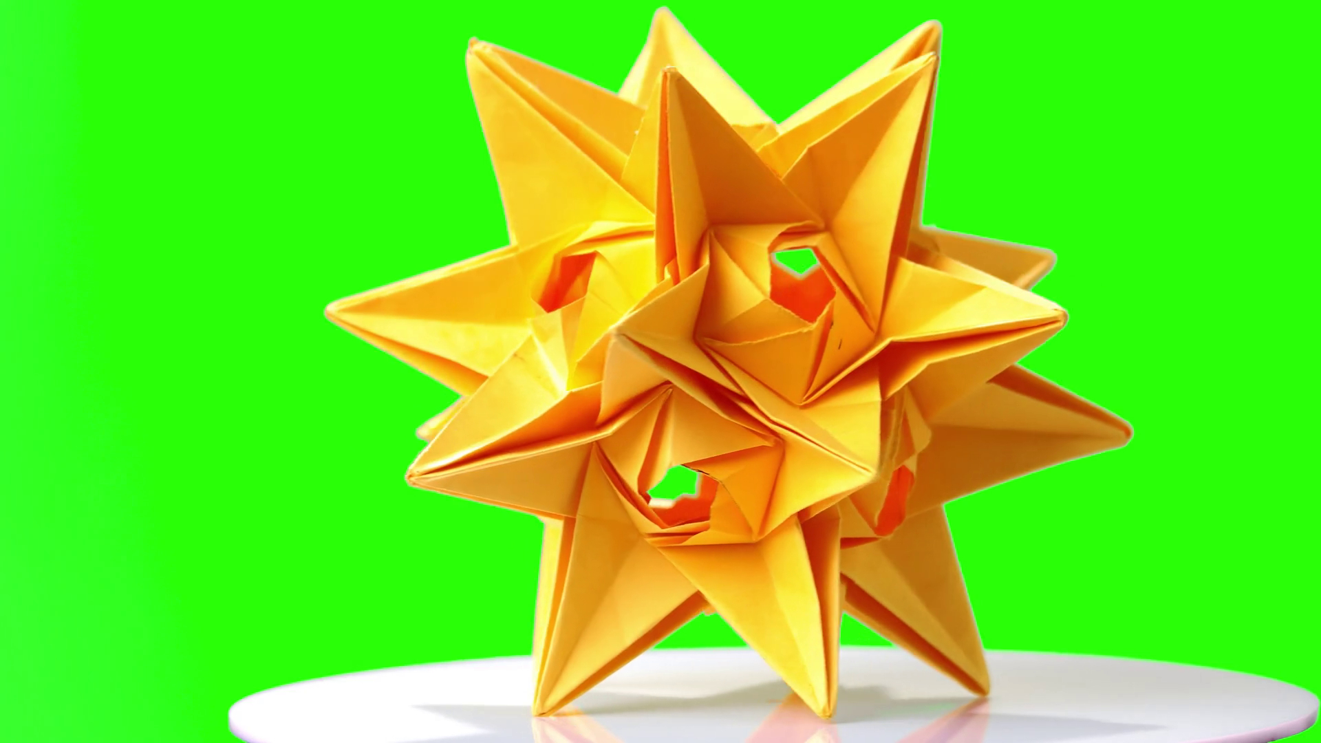 Origami Star How To Spiky Origami Model On Green Screen Origami Star Figurine On Board Modern Kusudama Art