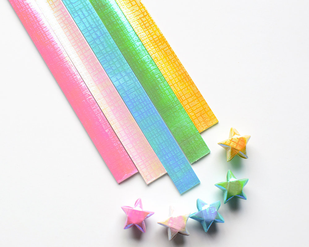 Origami Star Paper Strips Origami Lucky Star Paper Strips Pearlescent Checks Embossed Diy Pack Of 60 Strips