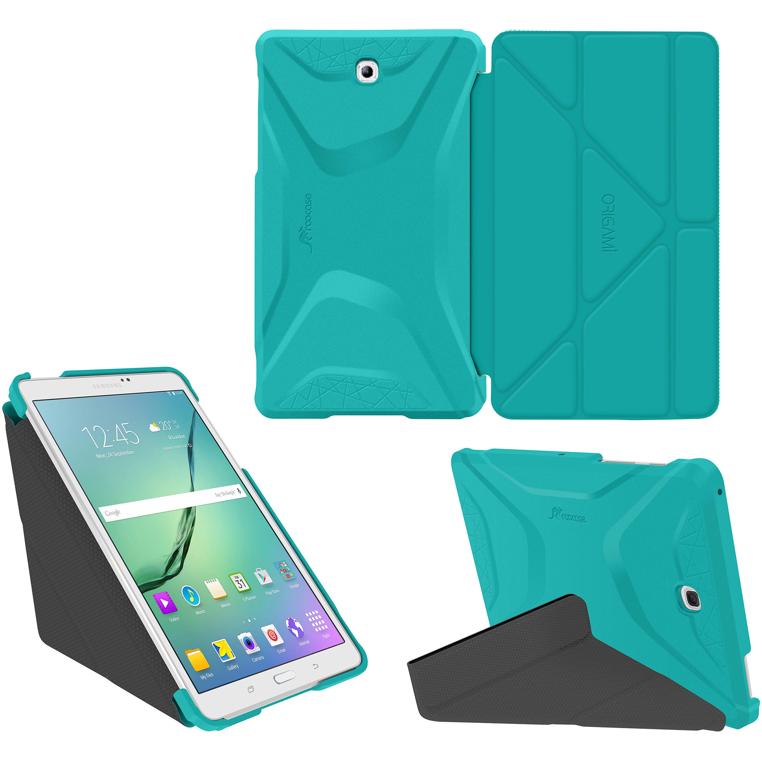 Origami Tablet Case Roocase Origami 3d Case For Samsung Galaxy Tab S2 80 Turquoise Blue Gunmetal Gray