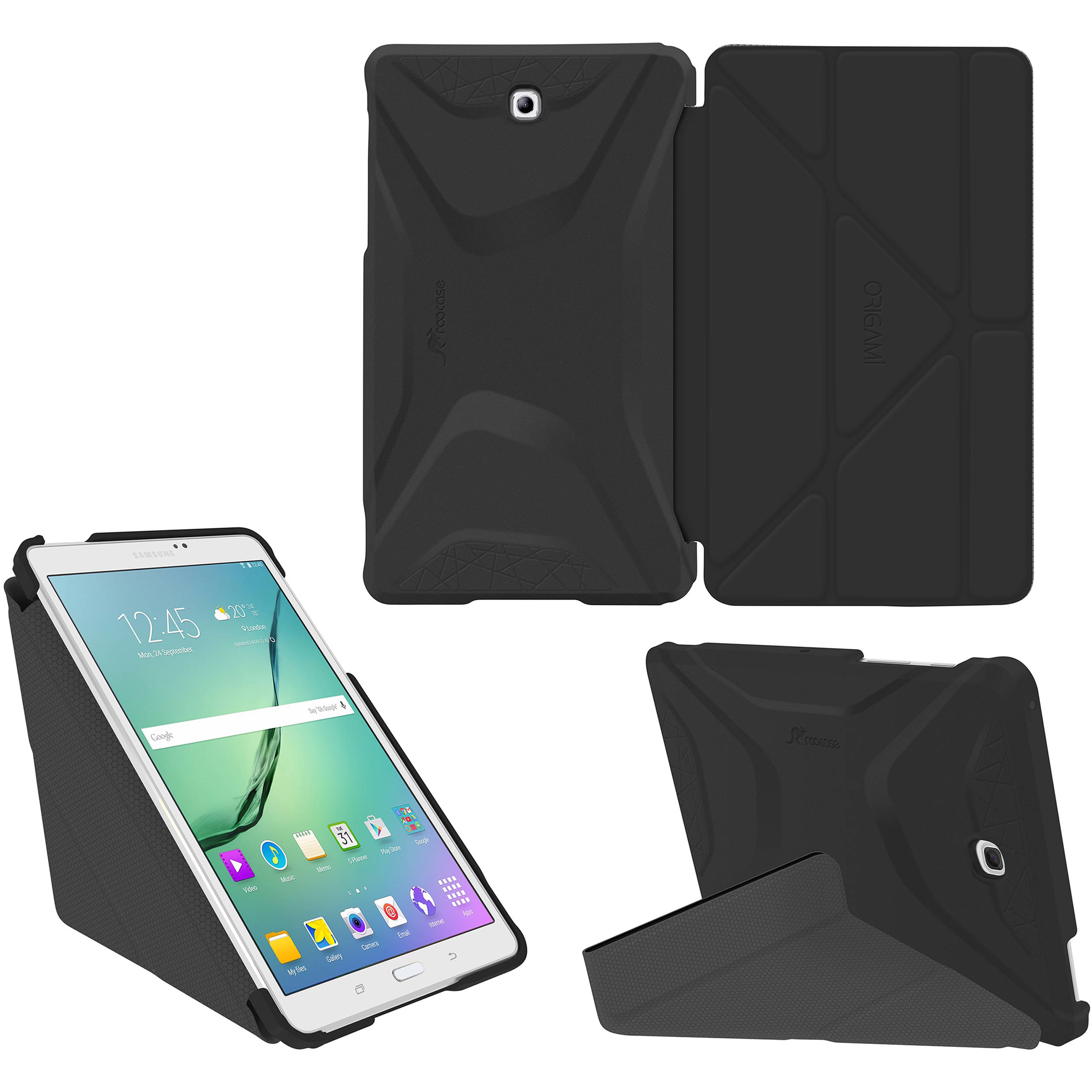 Origami Tablet Case Roocase Origami 3d Case For Samsung Galaxy Tab S2 97 Granite Black Gunmetal Gray