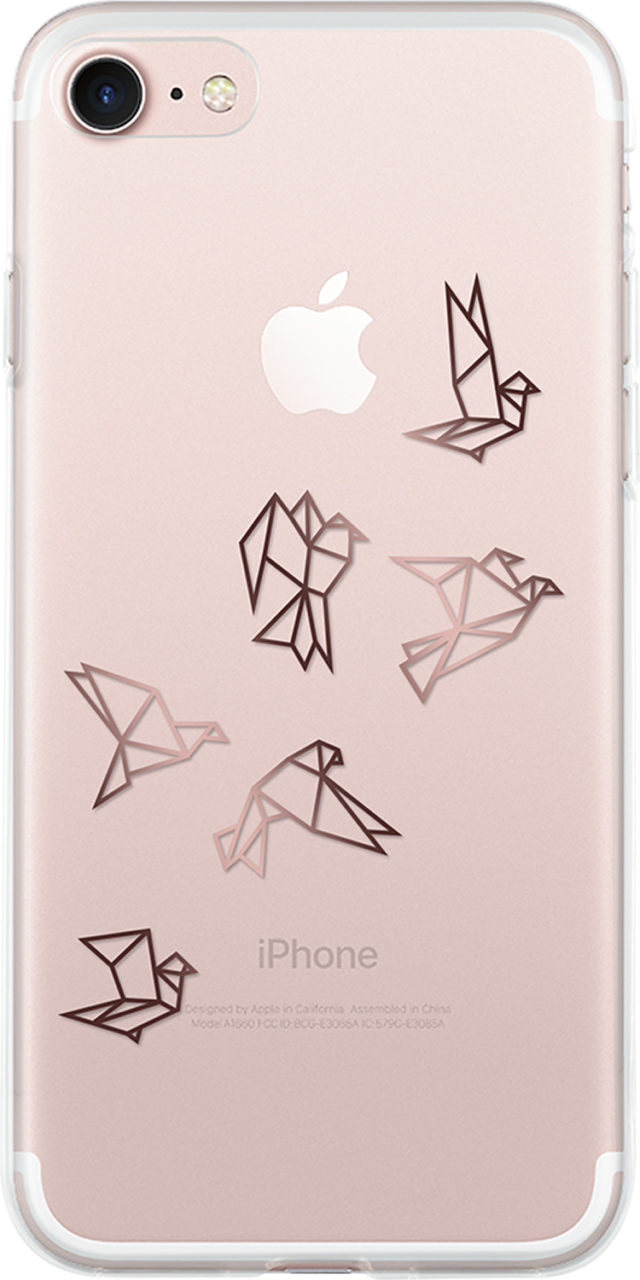 Origami Tablet Case Semi Rigid Case Clear With Pink Gold Origami Birds Bigben En