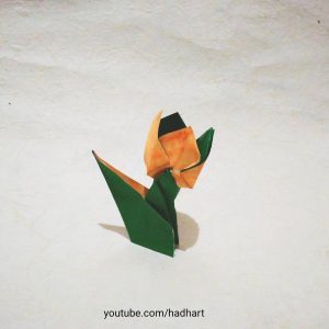 Origami Tulip With Stem 1 Sheet Origami Tulip With Stem Leaf Haditahir On Deviantart