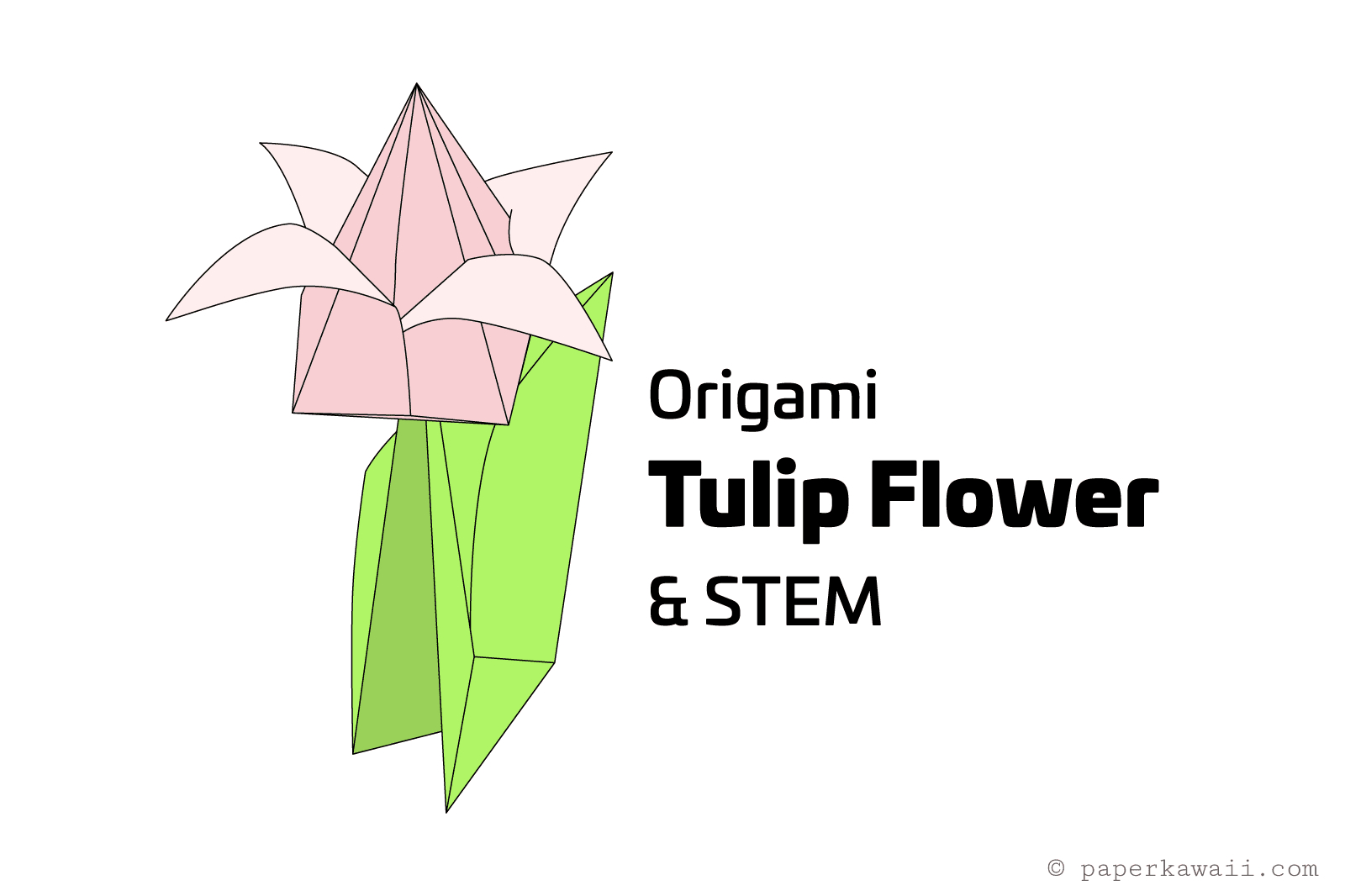 Origami Tulip With Stem How To Make An Origami Tulip Flower Stem