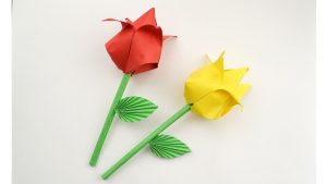 Origami Tulip With Stem How To Make An Origami Tulip Out Of Paper Tutorial Diy Craft