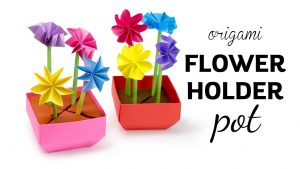 Origami Tulip With Stem Origami Flower Pot Stem Holder Flowers Paper Kawaii