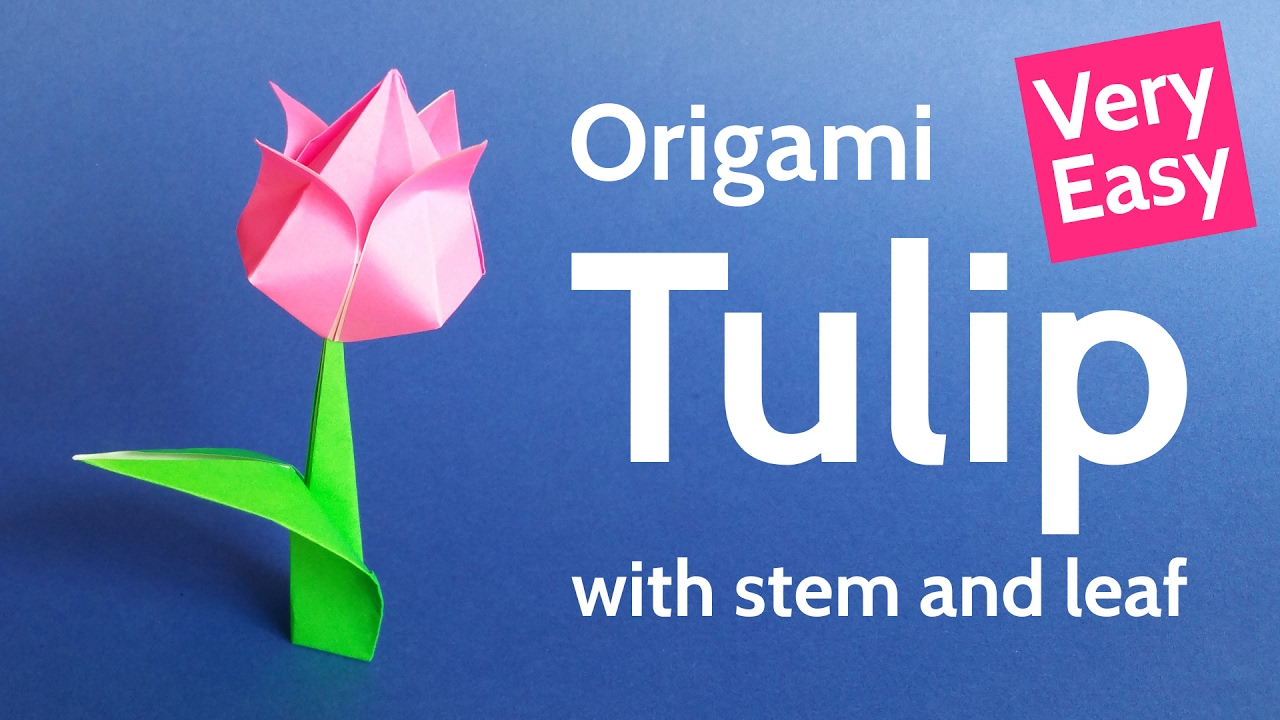 Origami Tulip With Stem Origami Tulip Flower Easy Tutorial For Valentines Day Mothers Day And Spring