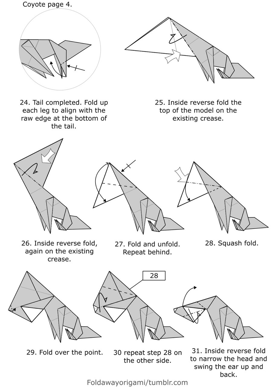 Origami Wolf Tutorial Foldaway Origami Wolf Each Model Is Folded From A Single Uncut