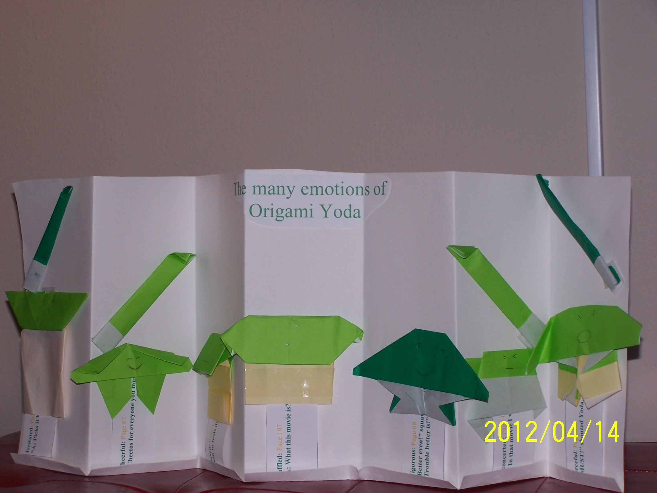Origami Yoda The Movie Sf Aarons Emotions Of Yoda Project Origamiyoda
