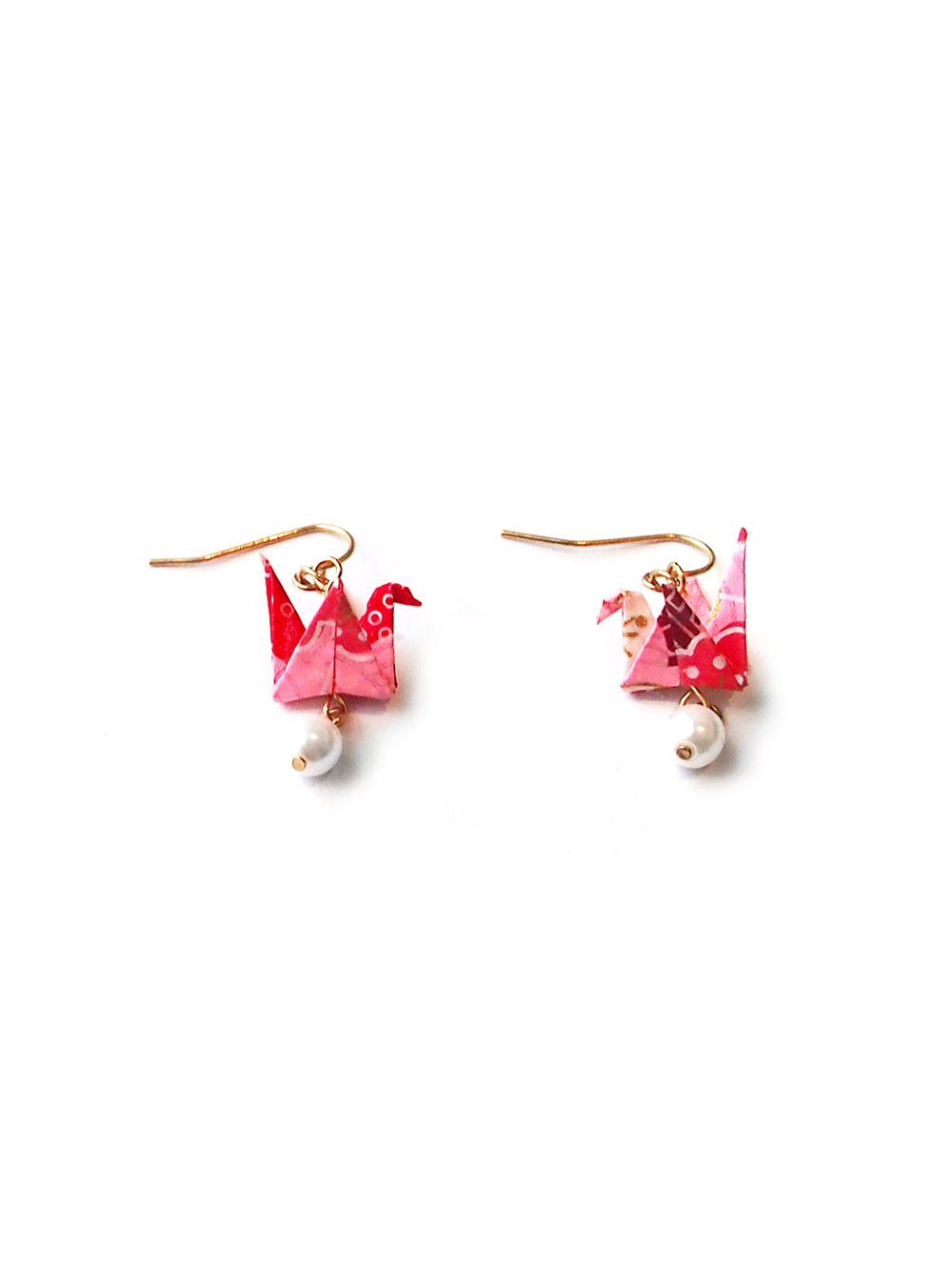 Paper Crane Origami Back In Stock Origami Pearl Paper Crane Earrings In Pink