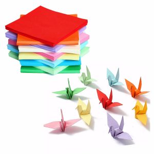 Paper Crane Origami Diy Square Double Sided Origami Folding Lucky Wish Paper Crane Craft Colorful Sheets Paper Art