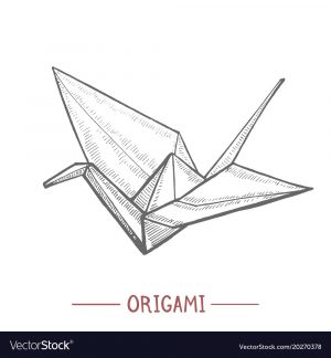 Paper Crane Origami Origami Paper Crane In Hand Drawn Style