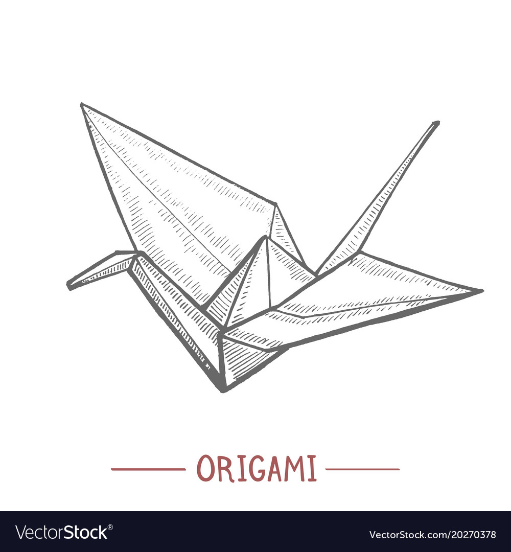 Paper Crane Origami Origami Paper Crane In Hand Drawn Style