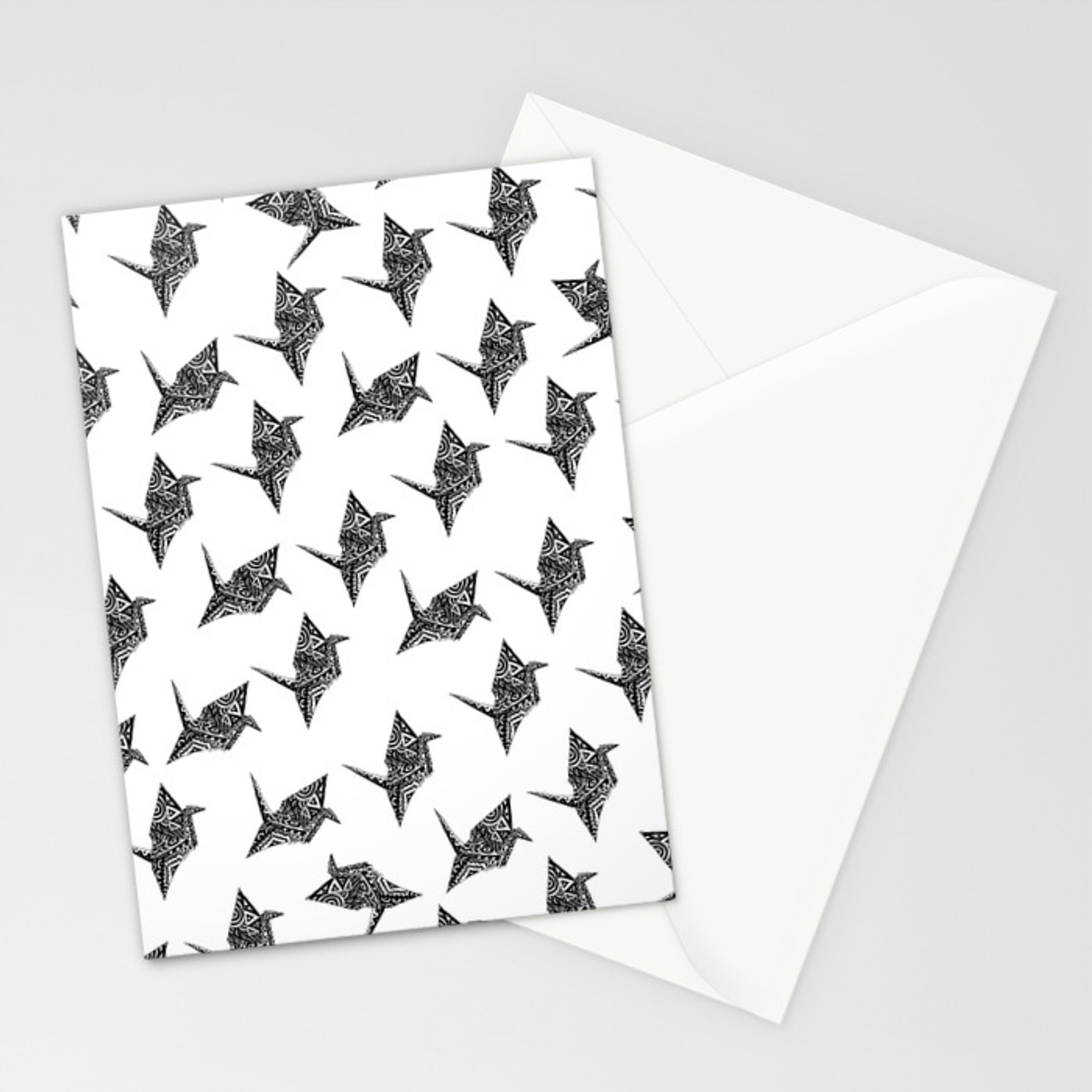 Paper Crane Origami Paper Crane Bird Origami Doodle Pattern Stationery Cards Wontondoodles