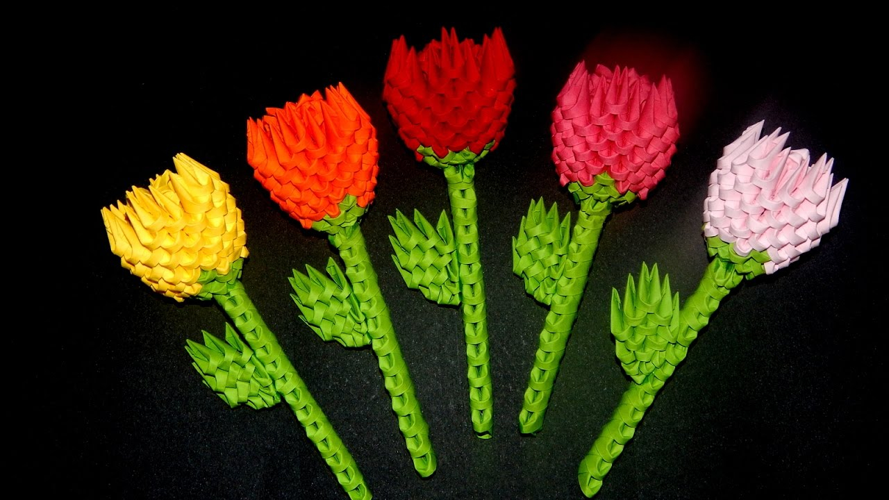 Paper Flower Origami 3D Model 3d Origami Small Flower Tutorial Diy Paper Flower