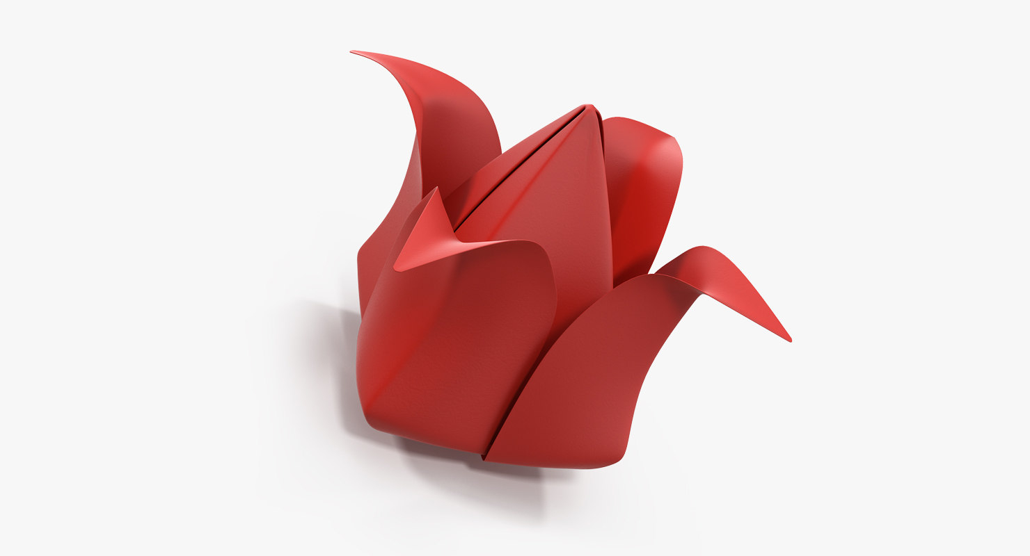 Paper Flower Origami 3D Model Flor De Papel De Origami
