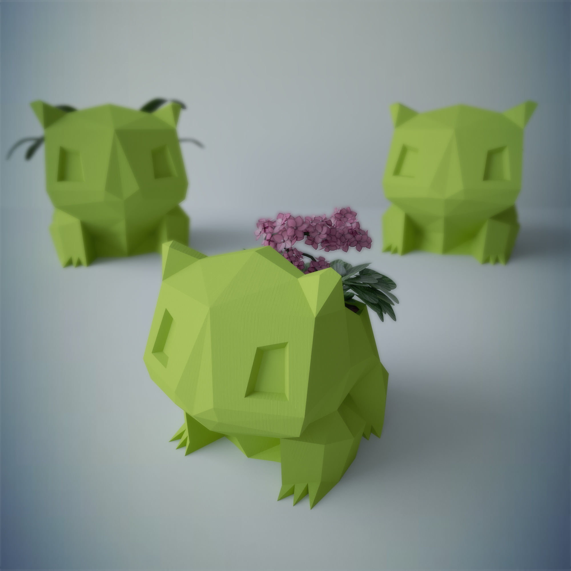 Paper Flower Origami 3D Model Flower Pot Bulbasaur 3d Model