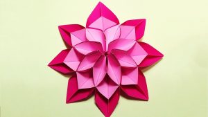 Paper Flower Origami 3D Model Unique Flower In Origami Style 3 Modifications Of Paper Flower For Room Decoration