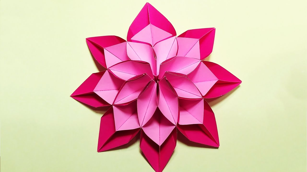 Paper Flower Origami 3D Model Unique Flower In Origami Style 3 Modifications Of Paper Flower For Room Decoration