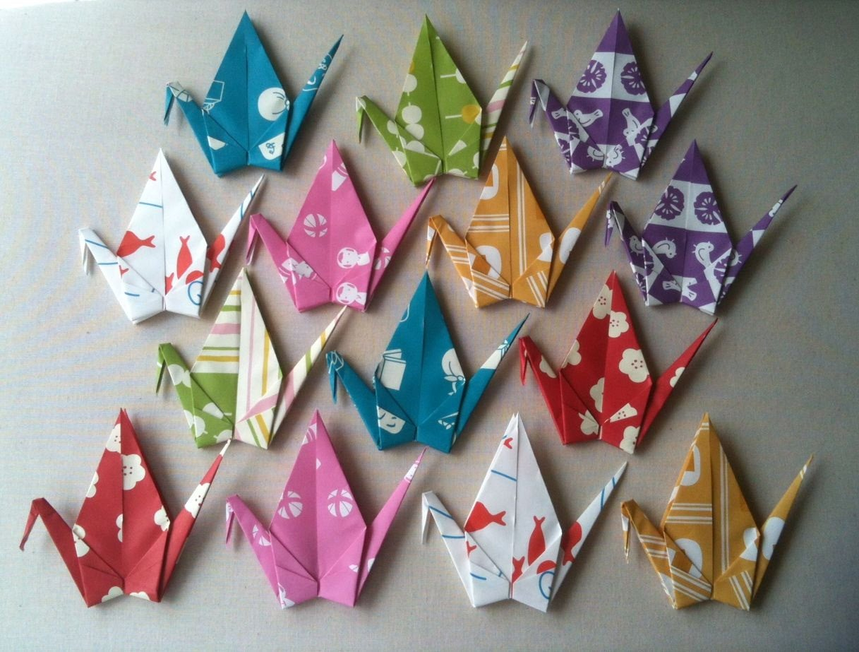 Paper Origami Designs 14 Large Chiyogami Cranes Tenugui 7 Designs 6 15cm Japanese Chiyogami Paper Origami Paper Cranes Paper Crane Origami Kawaii