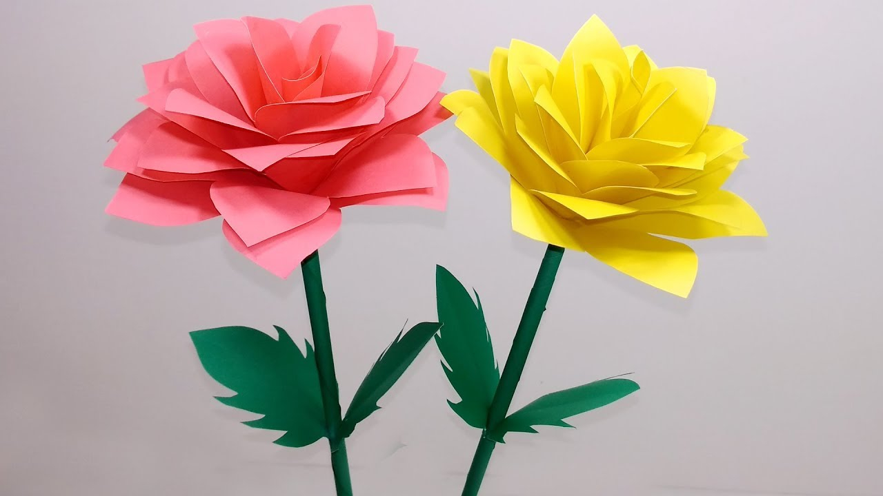 Paper Rose Origami Repeat How To Make Very Beautiful Paper Rose Stick Flower Rose
