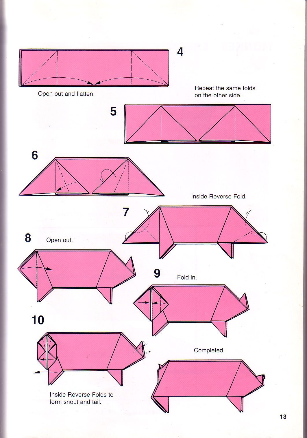 Printable Origami Box Instructions Pig Papercraft Very Simple Pig Origami Instructions 1 Papes
