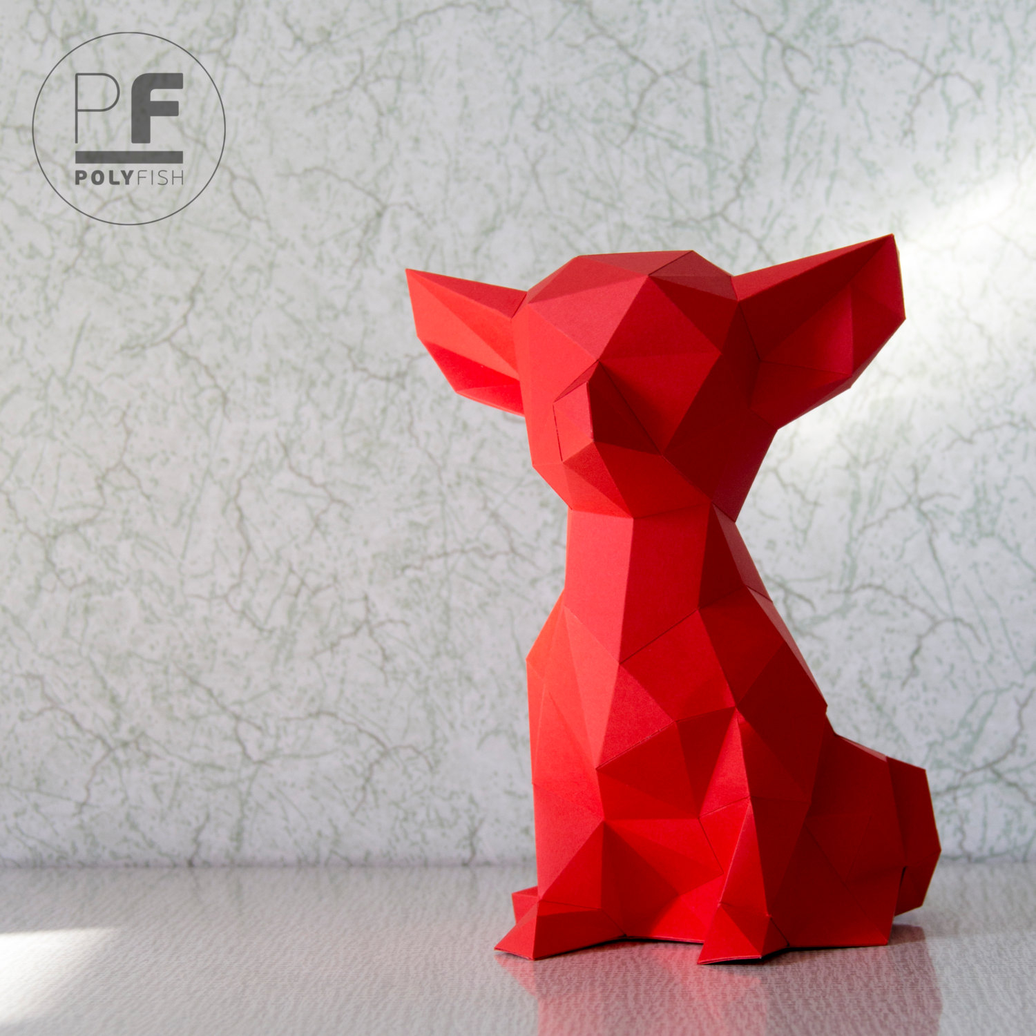 Printer Paper Origami Chihuahua Dog Paper Dog Origami Dog Little Dog Pocket Dog Polygonal Papercraft Lowpoly Diy Template Pdf