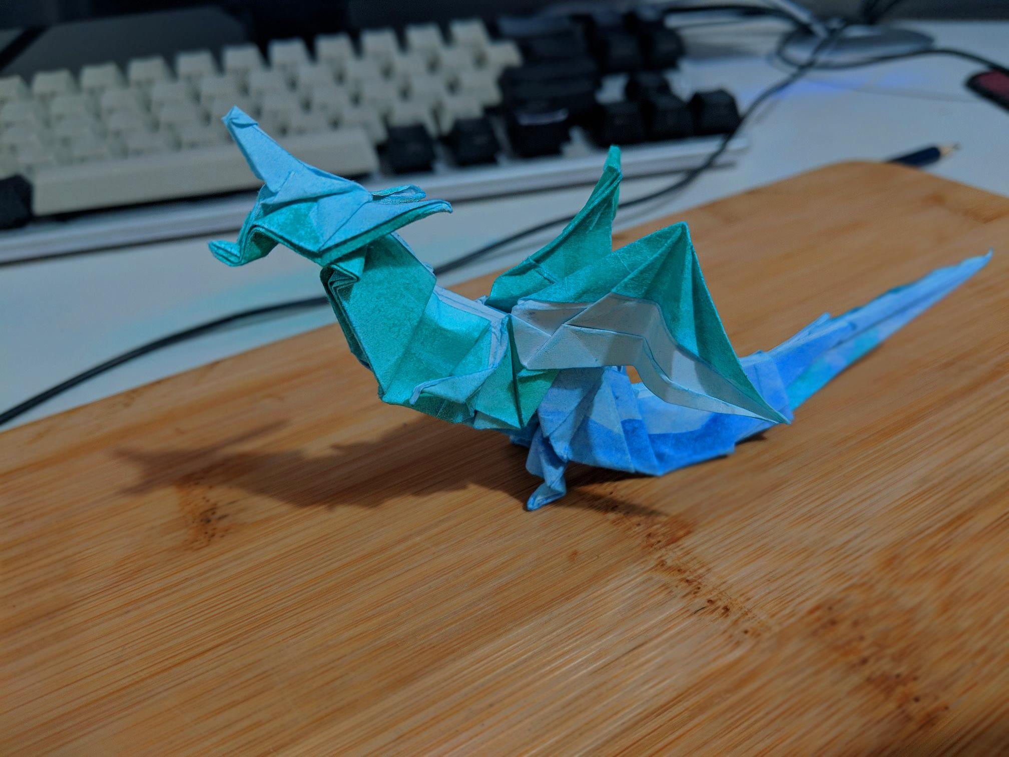 Printer Paper Origami Fiery Dragon Kade Chan Folded Me On Painted Printer Paper