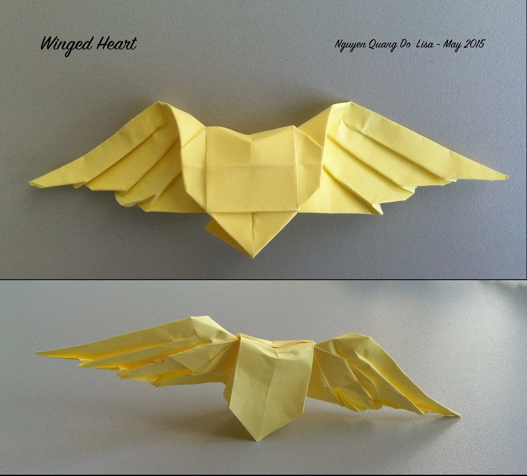 Printer Paper Origami Origami Winged Heart From A 21 X 21 Cm Sheet Of Printer Pa Flickr