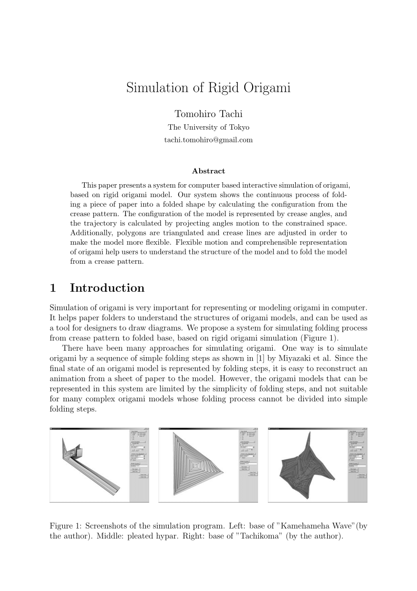 Rigid Origami Simulator Pdf Simulation Of Rigid Origami