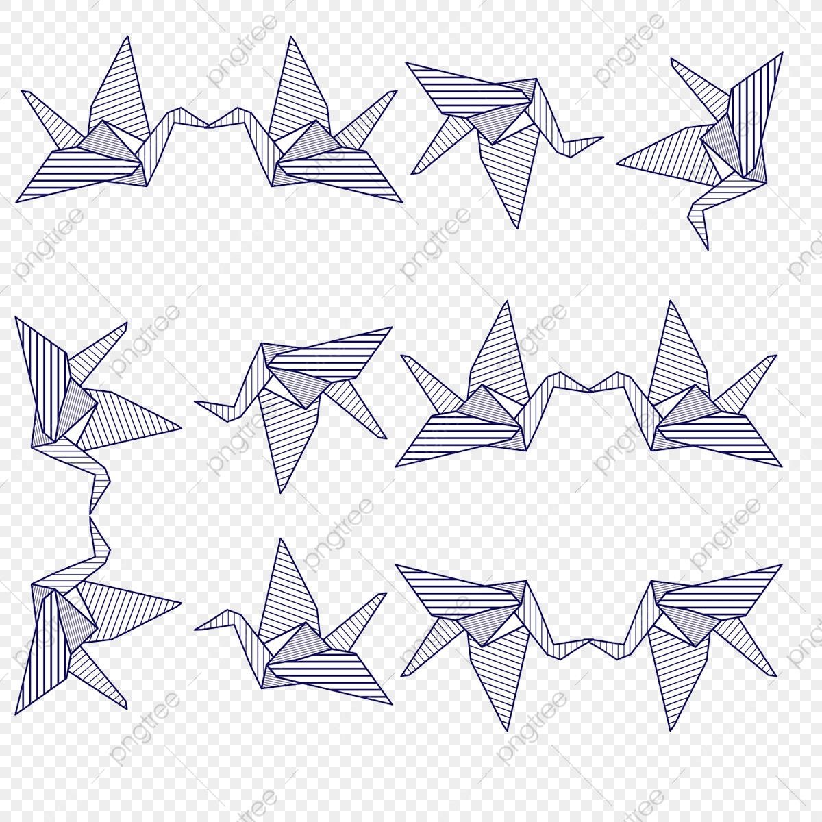 Simple Origami Crane Simple Line White Origami Crane Simple Line Stripe Png