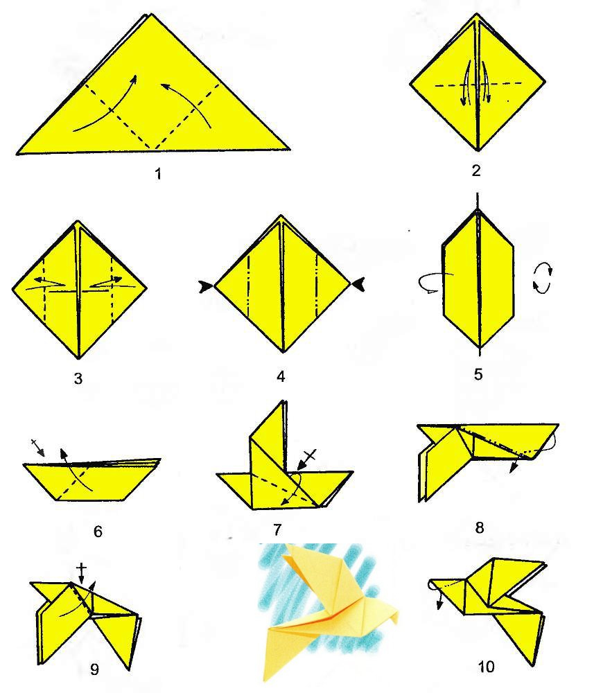 Simple Origami Instructions Origami Dove Single Chart Origamiart
