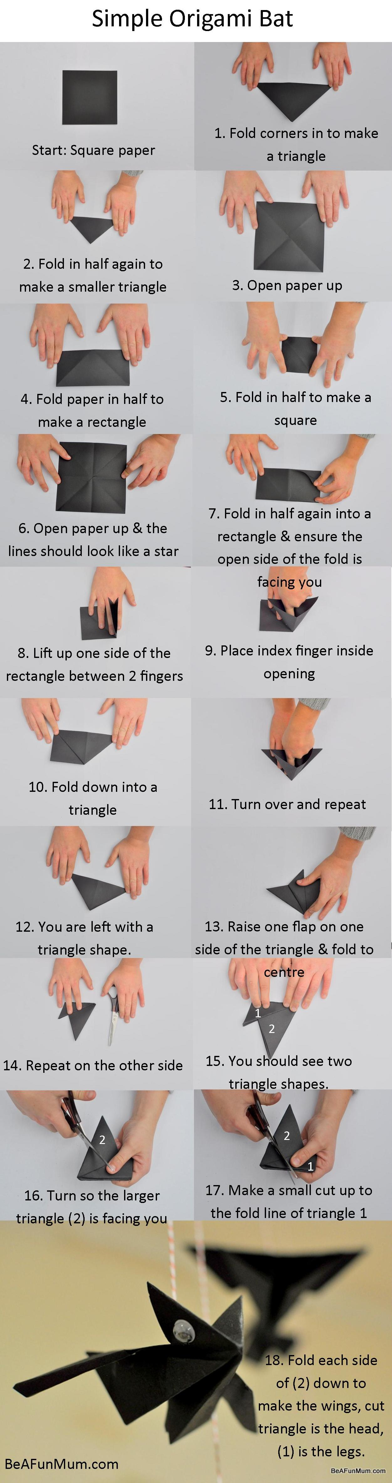 Simple Origami Instructions Simple Origami Bat Be A Fun Mum