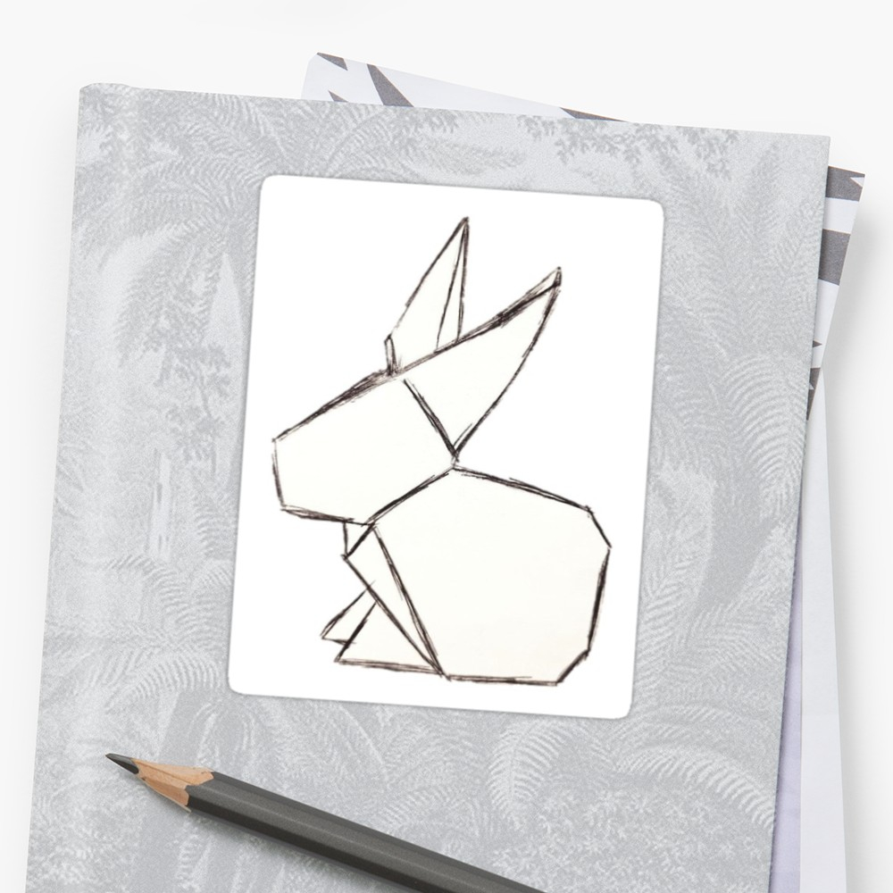 Simple Origami Rabbit Simple Origami Rabbit Sticker