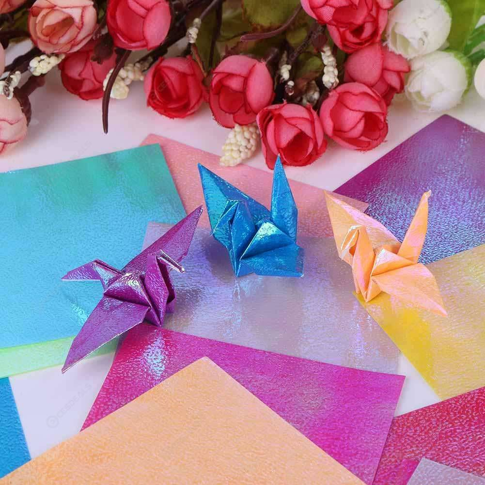 Solid Colored Origami Paper 20pcs Shining Square Solid Origami Paper Folding Handmade Diy Color Decor