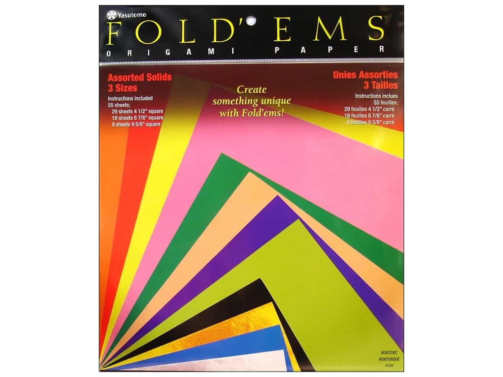 Solid Colored Origami Paper Yasutomo Fold Ems Origami Paper Assorted Size 55 Pc Solid Large 1