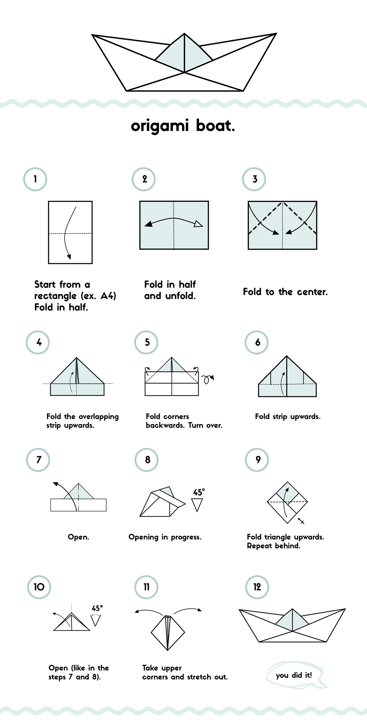Step By Step Origami Boat Origami Boat Illustrated Instructions On Behance